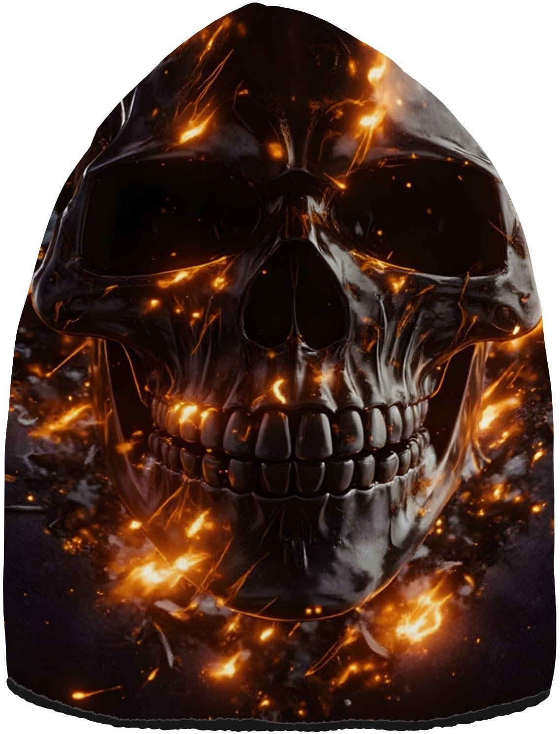 ALAZA 3D Dark Skull Glowing Fire Beanie for Women Men Winter Hat Reversible Skull Cuffed Knit Cap