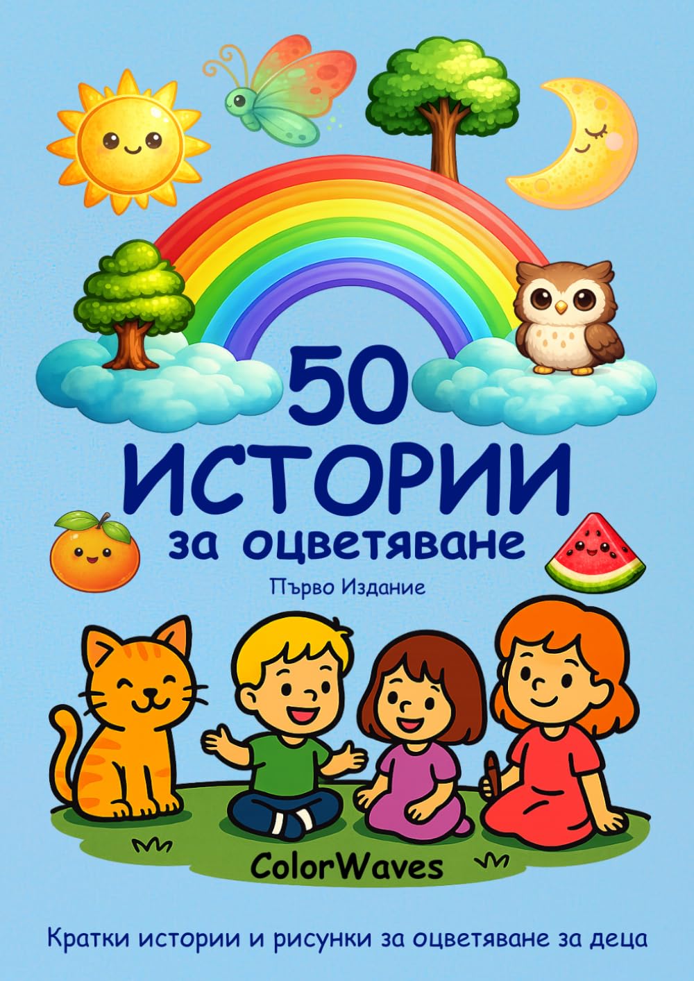 50 ИСТОРИИ за оцветяване: Кратки истории и рисунки за оцветяване за деца от 4 до 8 години