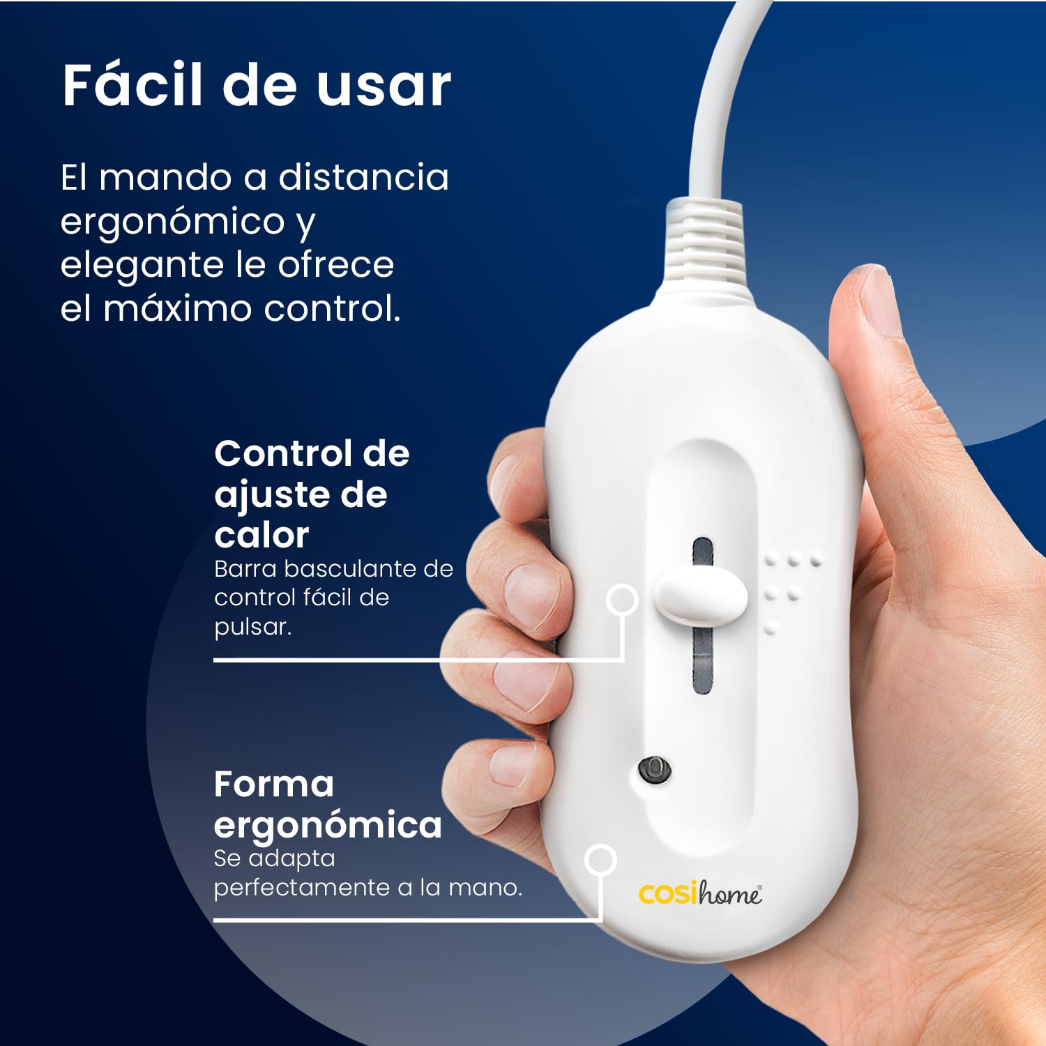 Cosi Home Calientacamas Eléctrico Premium de 150 x 80 cm. Calienta Colchones y Camillas con 3 Niveles de Calor, Sistema de Seguridad y Protección contra Sobrecalentamiento. Apto para Lavadora