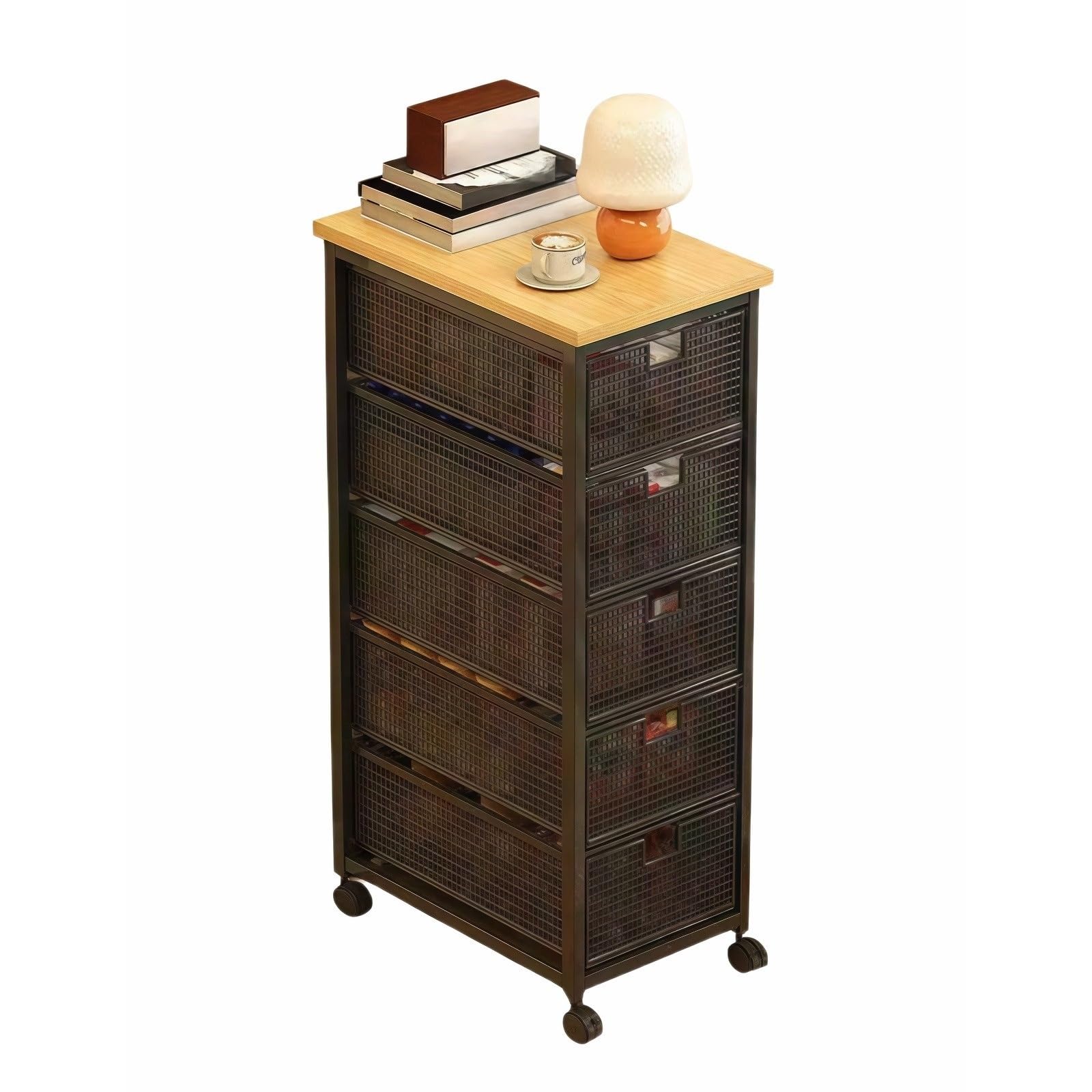 ZYYANSHOP Kitchen Storage Cart 6-Tier Narrow Rolling Cart Slim Drawer Storage Organizer for Snacks and Toys(Black)