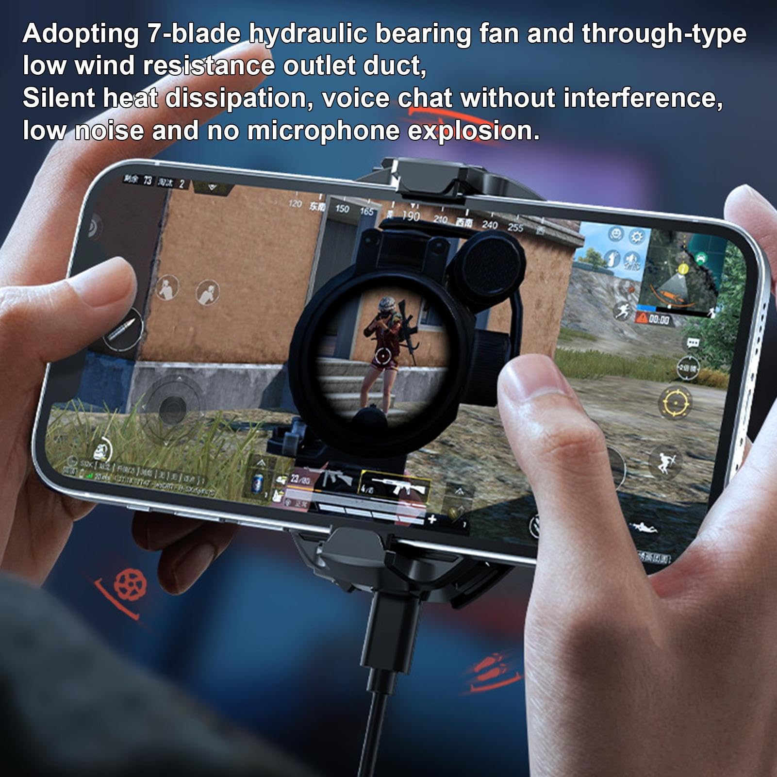Cooling Fan Phone - 3 Gear Adjustable Radiator RGB, Black Mobile Phone Cooler with Quiet for Smartphones Durable Portable Fan for Mobile Gamers Streamers Anchors Outdoor Indoor Use