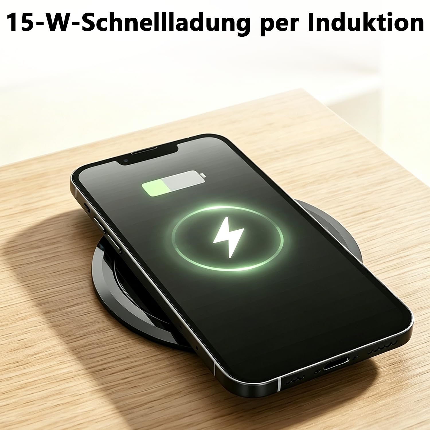 Versenkbare Steckdose, 2500W EU Versenkte Steckdose 3 Fach mit 15W Kabellosem Ladegerät & USB C & USB A & 1,5M Netzkabel, Tischsteckdose für Büro, Arbeitsplatte, Zuhause, Küche(Schwarz)