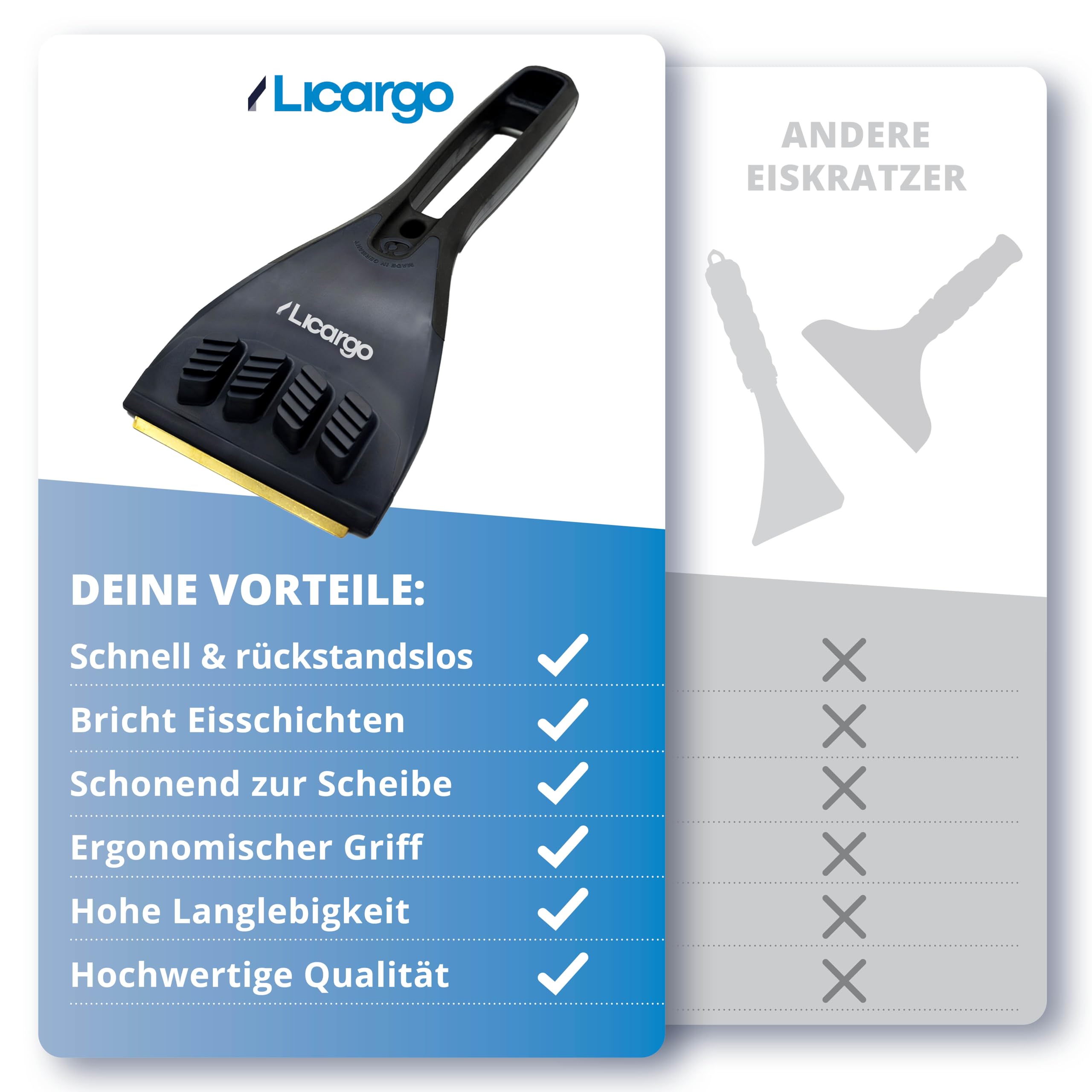 Raschietto Resistente Freddo LICARGO® Raschietto Per Ghiaccio Con Lama In Ottone - Prodotto In Spray Ghiaccio Auto