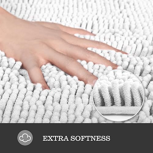 Miniatura 3 de Yeaban Tapetes de baño, de felpilla gruesa, absorbentes y lavables, antideslizantes, suaves, para baño, cocina, ducha o lavabo, color blanco, 17 x