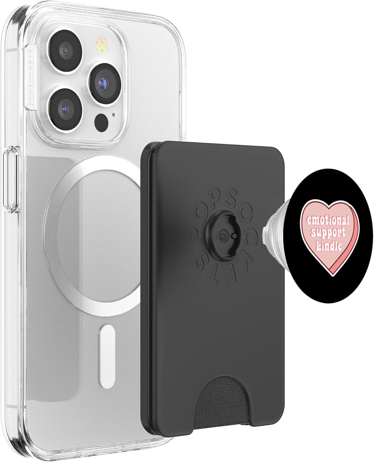 Emotional Support Kindle Pink Heart PopSockets PopWallet for MagSafe