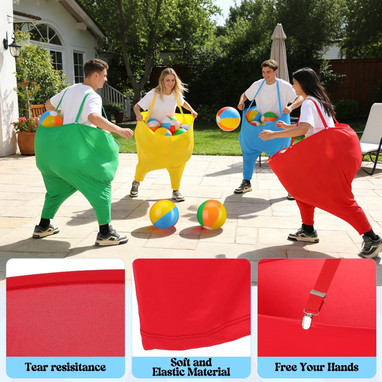 Granny Pants Yard Game Set, 2pcs Granny Pants Outdoor Games with 16 Bouncy Balls, 2 Pumps & 2 Flags, Granny Pants Game
