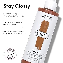 dpHUE Gloss+, Strawberry - 6.5 oz (8-12 Applications) - Semi-Permanent Hair Color & Conditioner - Lasts Up to Eight Washes - Paraben, SLS & SLES Sulfate Free - Vegan, Leaping Bunny Certified