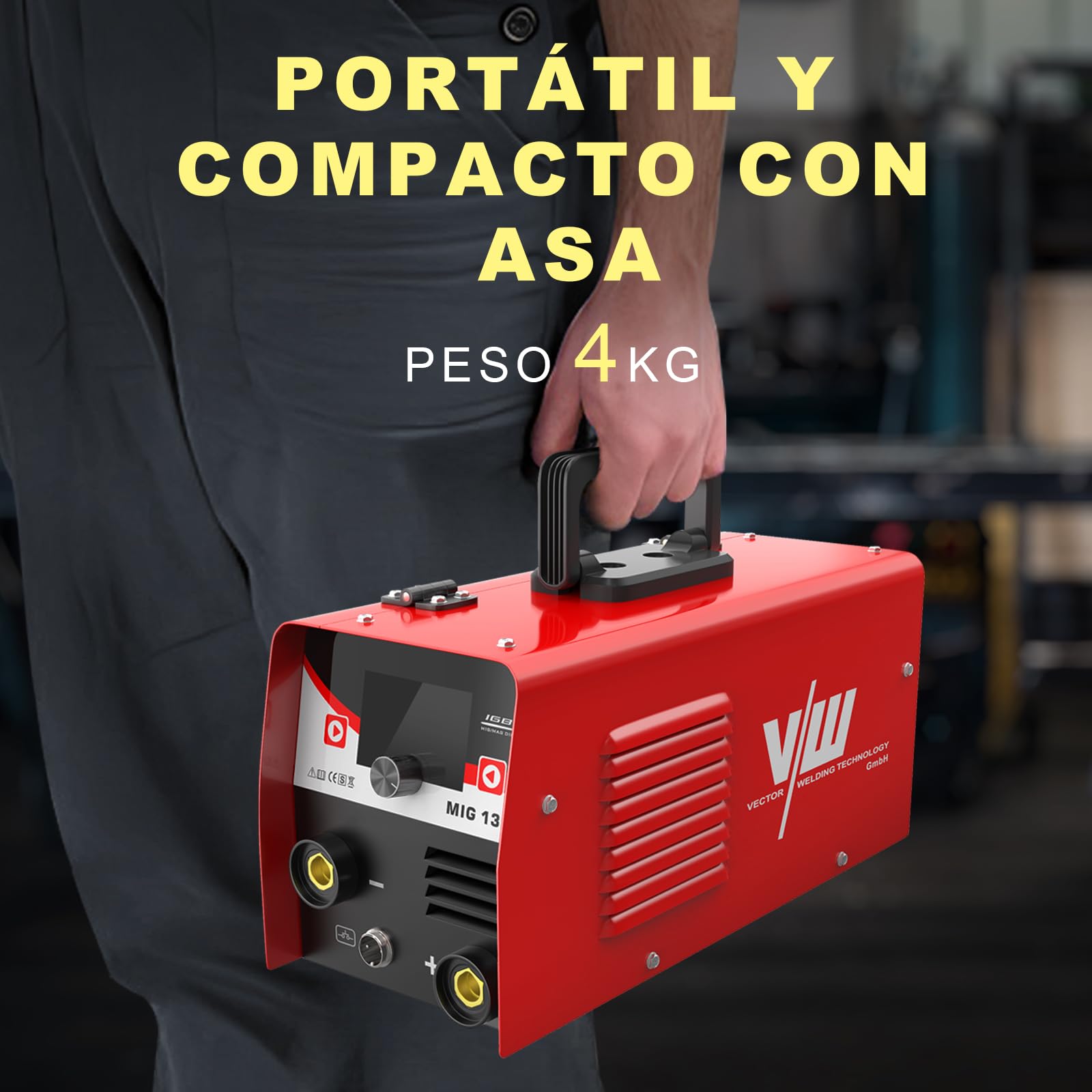 VECTOR WELDING Soldador de Hilo sin Gas 130 A, Máquina de Soldar Interver | Soldadura con Electrodo, Tecnología IGBT, Pantalla LED Digital, Incluye Hilo Tubular de 1,0 mm, para Hogar y Principiantes