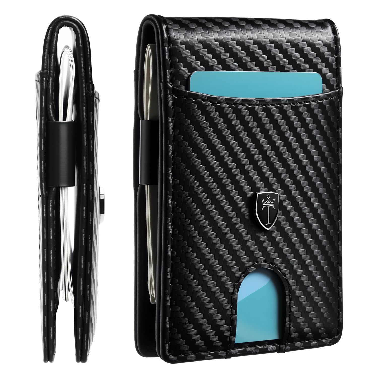 Money Clip Wallet for Men RFID Blocking Minimalist Slim Bifold Front Pocket Wallet