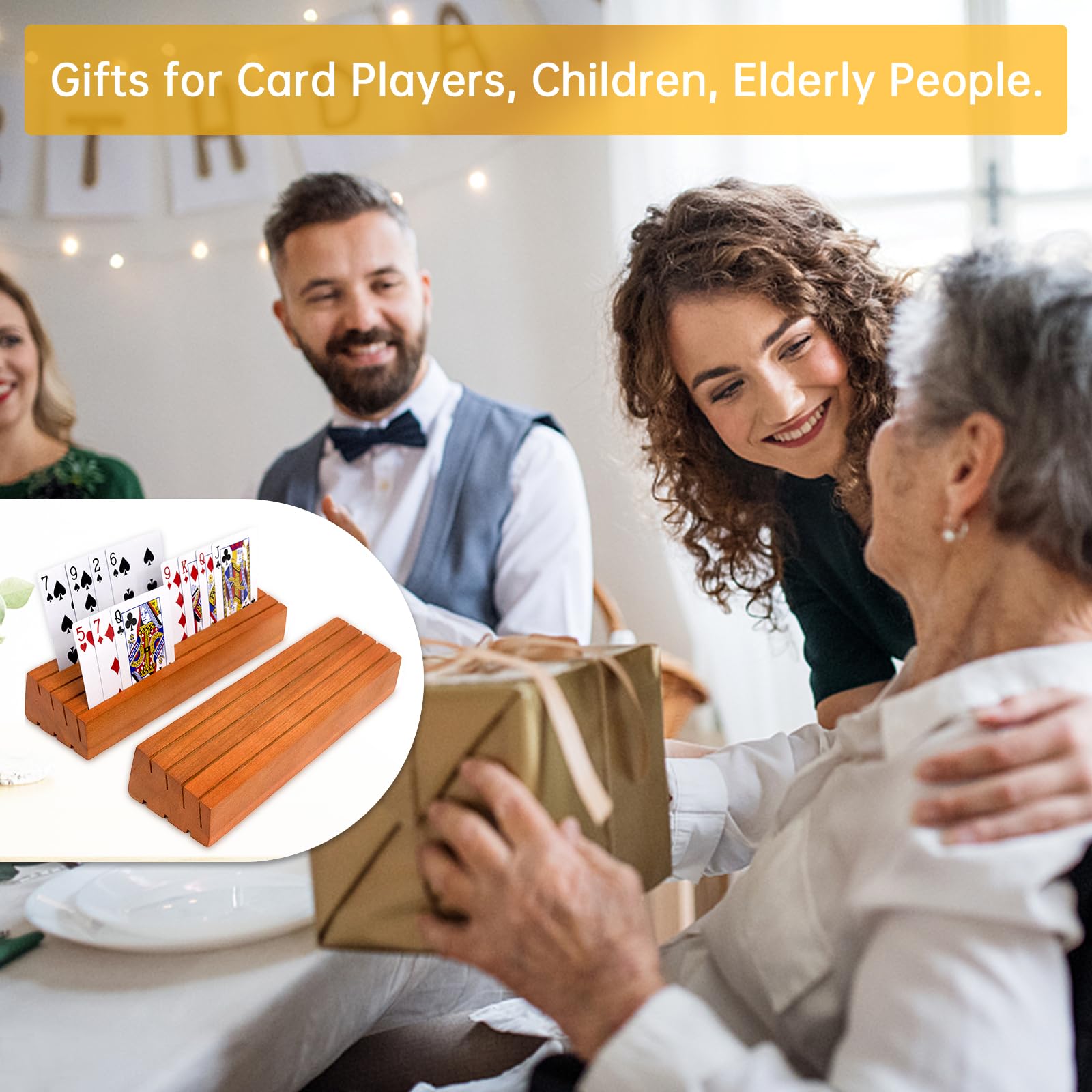 2 Plateaux De Rangement En Bois Pour Cartes - Support Courbé, Stable, Pour Bridge, Canasta, Jeux De Société