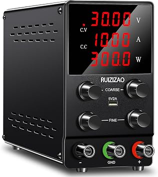 DC Power Supply Variable 30V 10A Lab Bench Power Supply Adjustable Switching Regulated High Precision 4-Digits LED Display 5V/2A USB Port Output & Input Power Cord