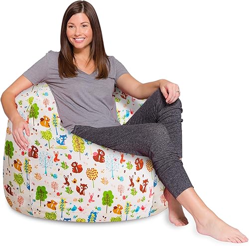 Miniatura 52 de Posh Beanbags - Sillón puff XL, 48 pulgadas, color gris jaspeado Gris brezo,Lienzo Animales Bosque Critters,Tela para colorear lienzo - Mundo