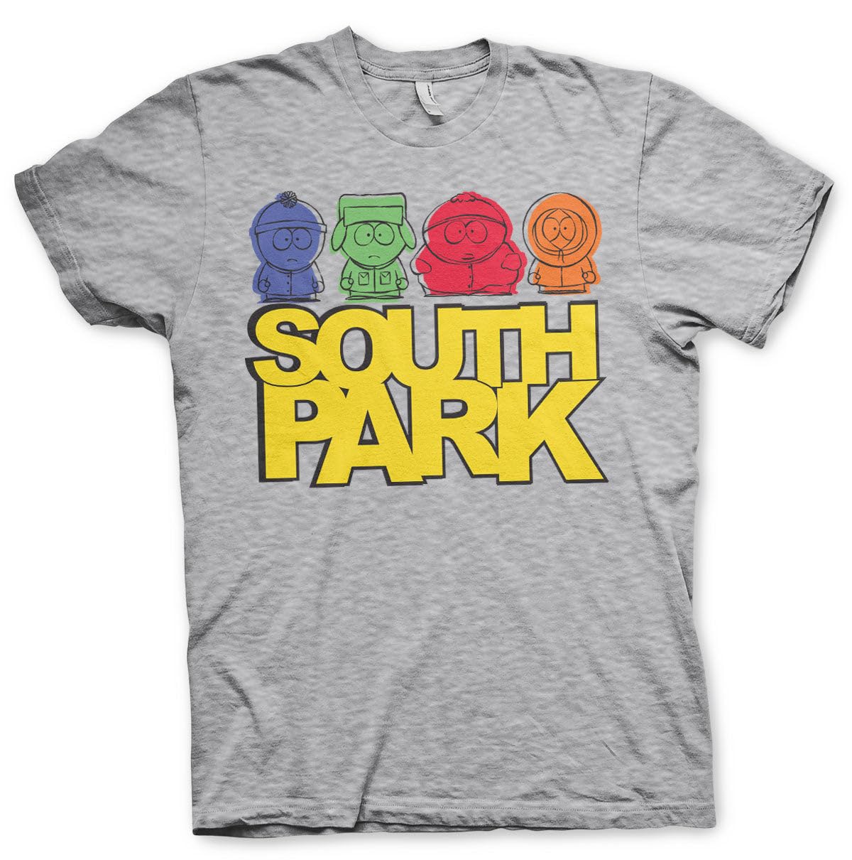 South Park Men's Heather Grey Officially Licensed Sketched T-Shirt (Heather Grey), Medium