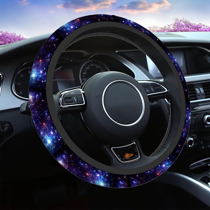 Capa para Volante Swono Galaxy Purple com Estampa de Espaço e Estrelas, Poliéster, 38,1 cm
