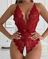 Lingerie feminina de renda floral com acabamento recortado nas costas