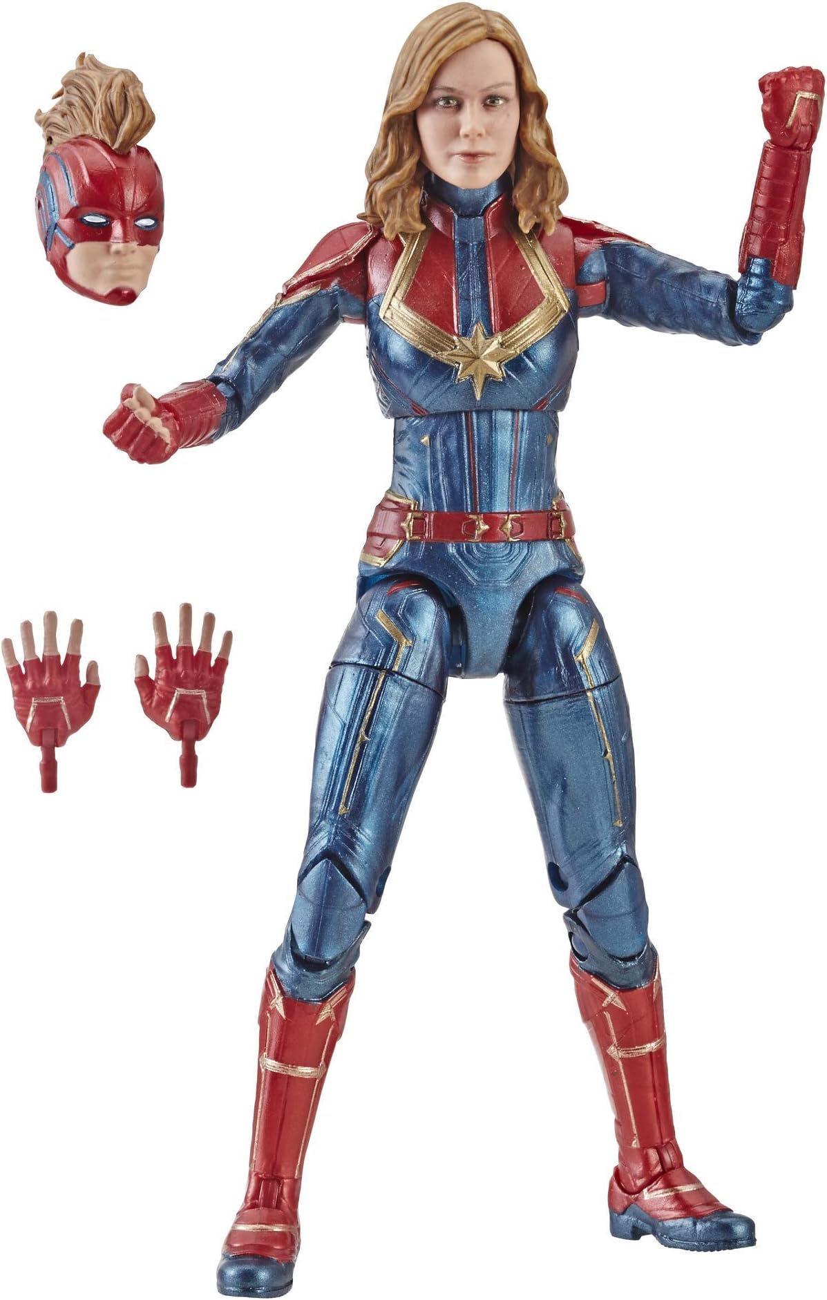 Captain Marvel 6-inch Legends Captain in Costume Figure for Collectors, Kids, and Fans