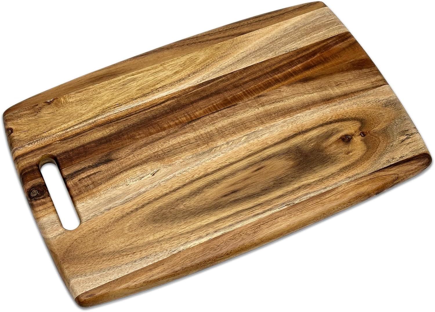 Bam & Boo Solid Walnut Wood Cutting Board with Handle, Reversible (14" x 9.5")