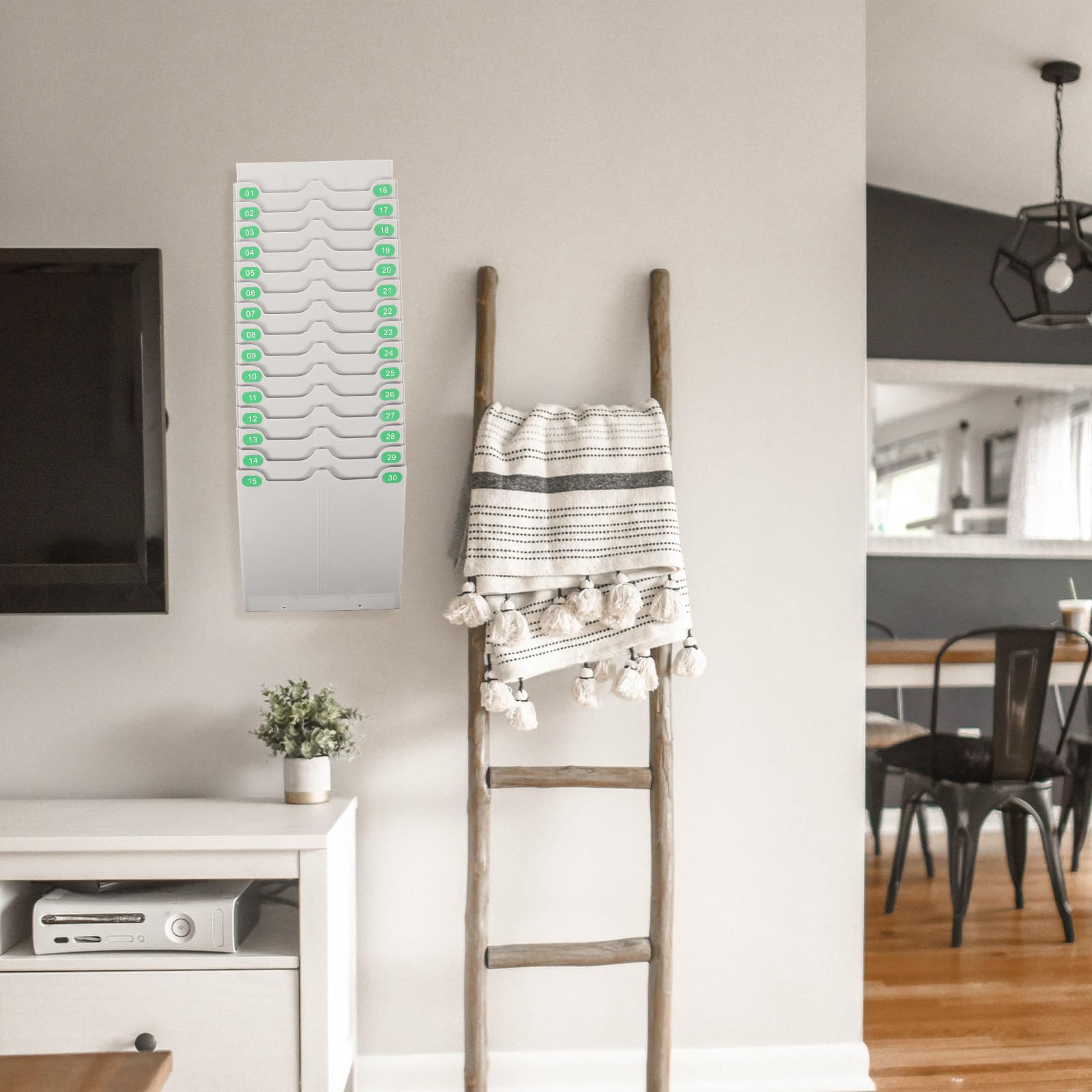 Zerodeko Support de Cartes de Présence en Plastique 30 Pochettes, Étagère de Rangement Multifonction Pratique pour Bureaux et Cuisines