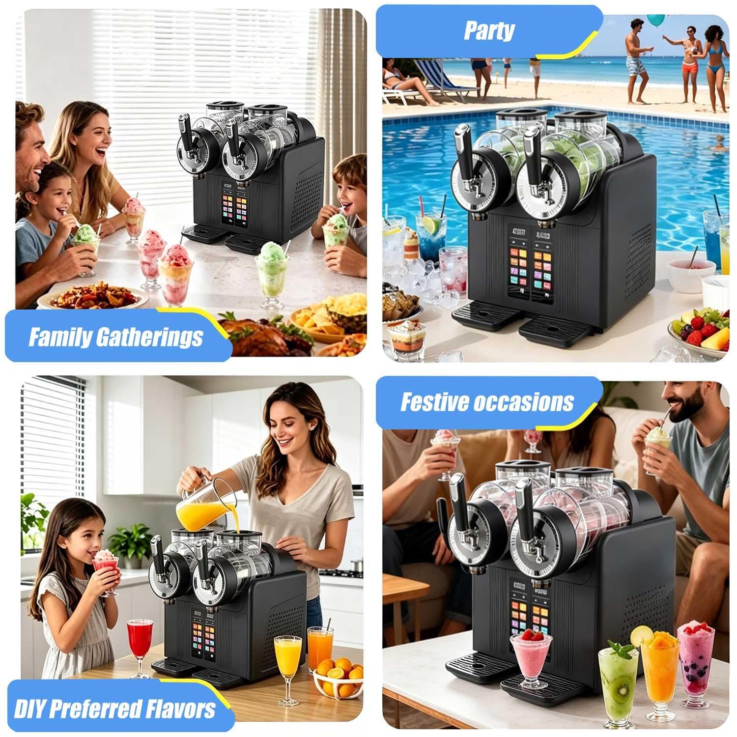 Máquina De Granizados Y Helados 2 En 1, Máquina De Granizados, Batidora Casera Para La Cocina - Doble Jarra De 2 L, 7 Programas Automáticos, Para Margaritas, Batidos Y Bebidas Congeladas Black