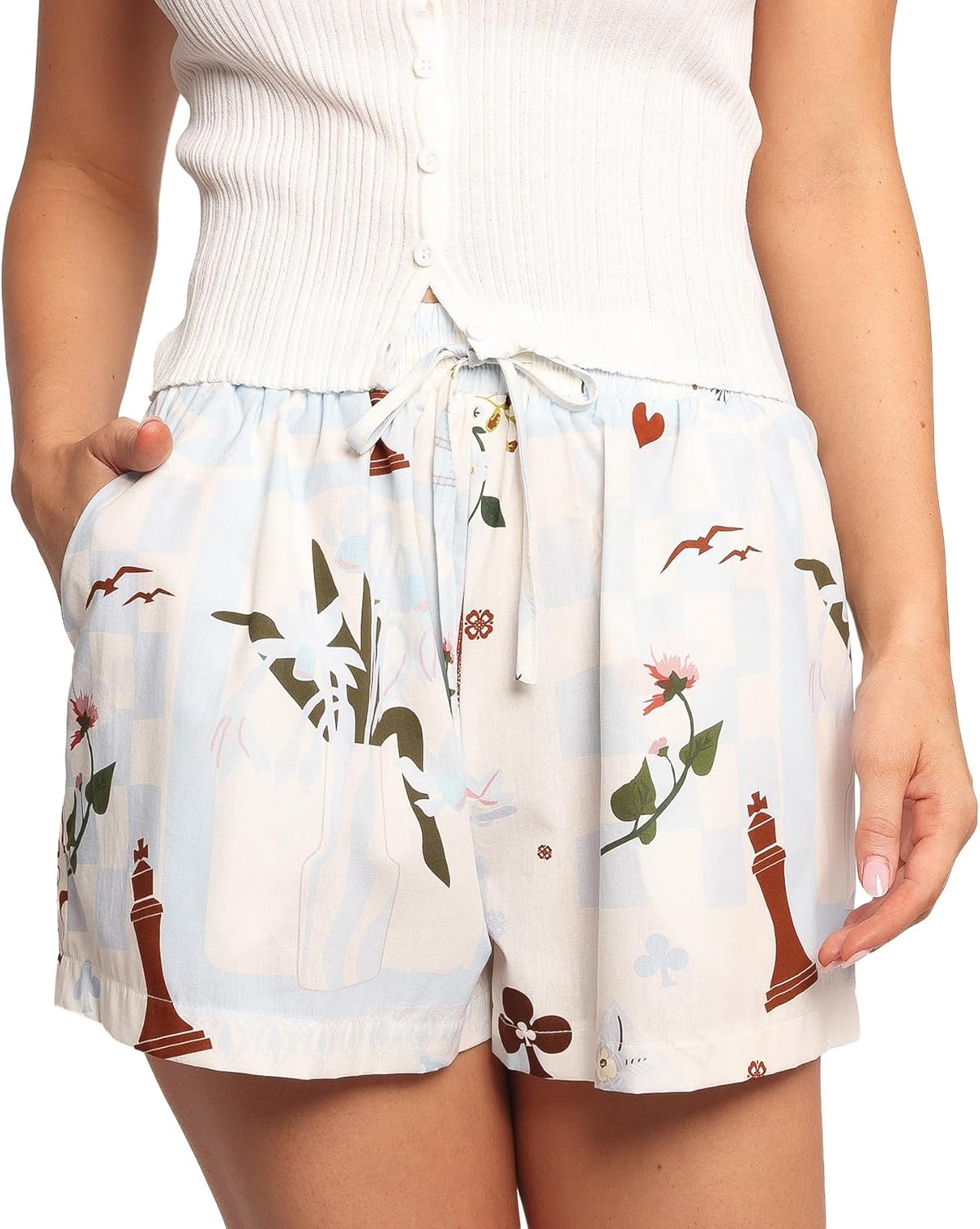 Petal & Pup Women's James-Short-Blue-Floral