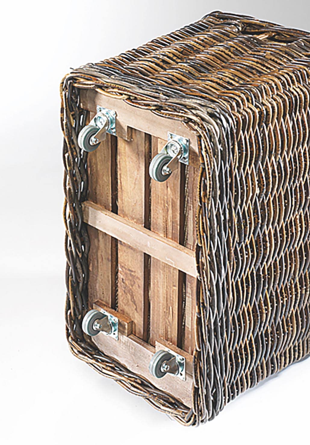 Kobolo Holzkorb für Kaminholz Kaminholzwagen mit Rollen aus Rattan