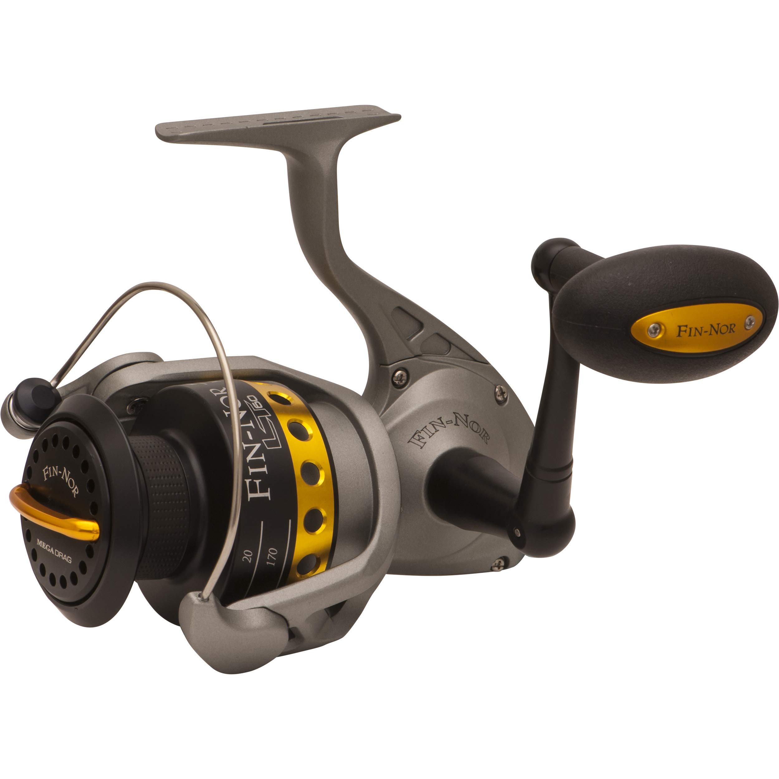 Fin-Nor LT60 Lethal Spinning Reel, 240-Yards, 14-Pound Mono Line Capacity, 30-Pound Maximum Drag, Gray and Black Finish