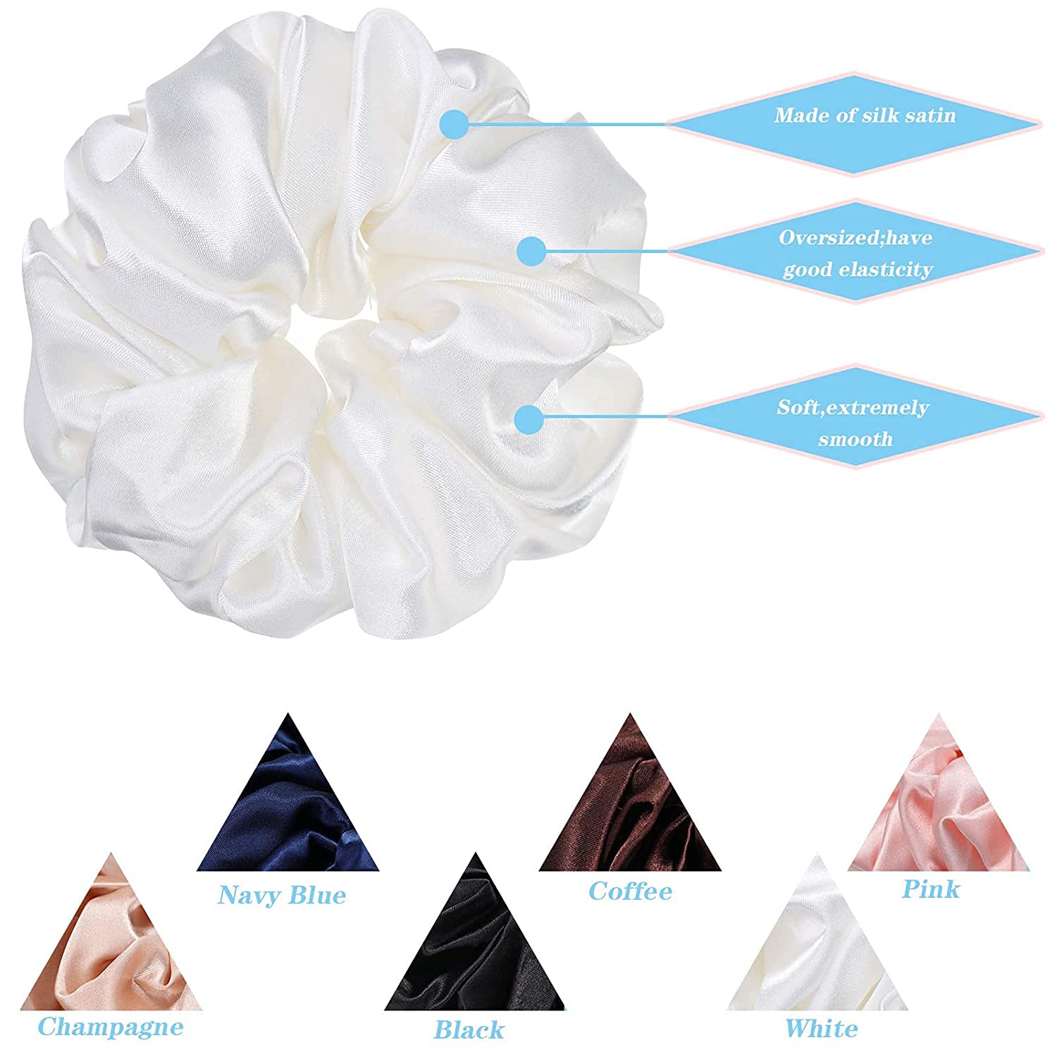 XINGNIAO Pack of 4 Massive Silk Scrunchies, Oversized Scrunchies for Thick Hair Satin Scrunchies - Image 3