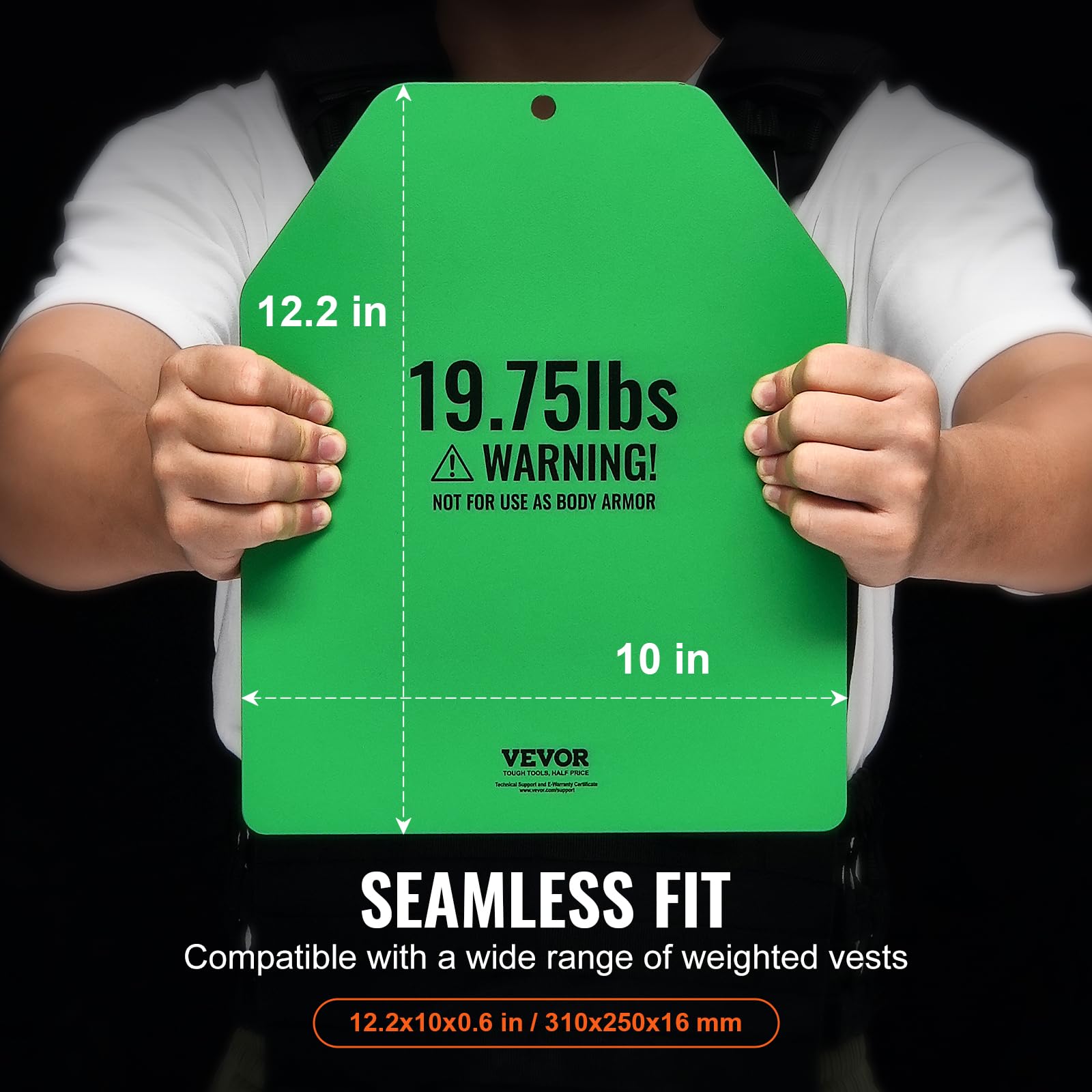 VEVOR Plaques lestées pour gilet lesté, paires de 8,97 kg, plaques de poids pour gilet, en acier de qualité supérieure, coupe ergonomique profilée WOD pour la musculation, la course à pied, le fitness