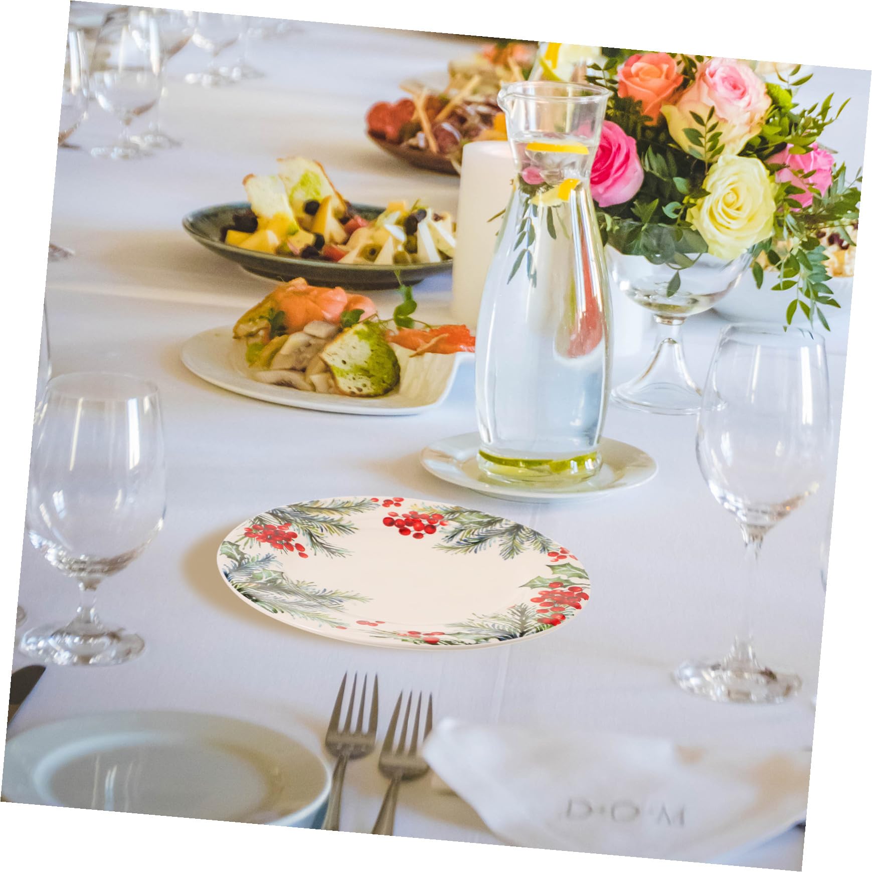 SHOWERORO Plato Cerámico Redondo Para Almacenamiento y Servicio De Comida Decoración Navideña Para y Celebraciones Diseño Navidad