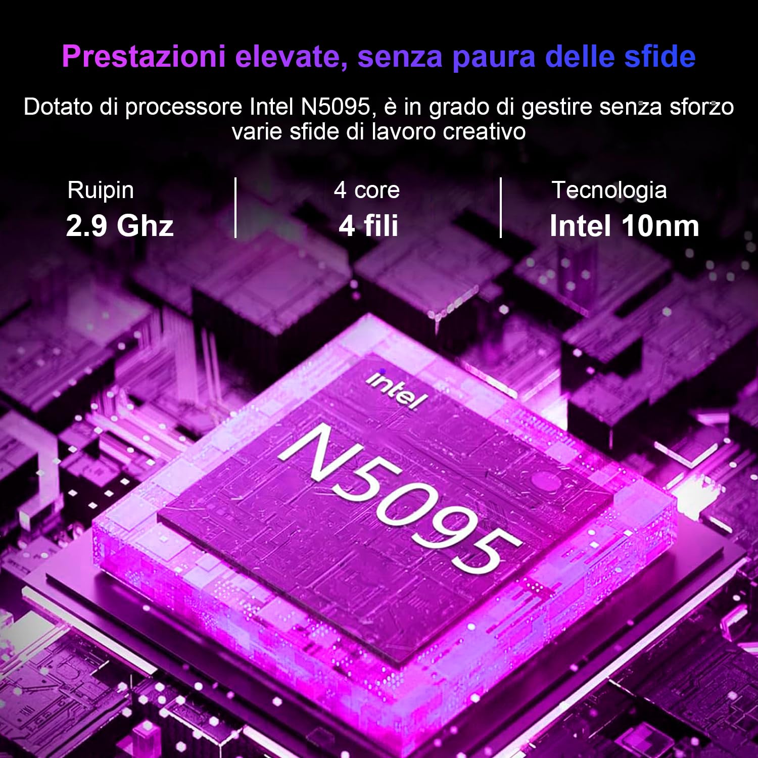 PC Portatile Computer Portatile Laptop Win11 12GB 512GB 1TB SSD Espansione, Notebook 16 Pollici Celeron N5095 (fino a 2.9Ghz) 丨Ventola di Raffreddamento丨5G WIFI丨1920 * 1200 2K Schermo Doppio- Viola