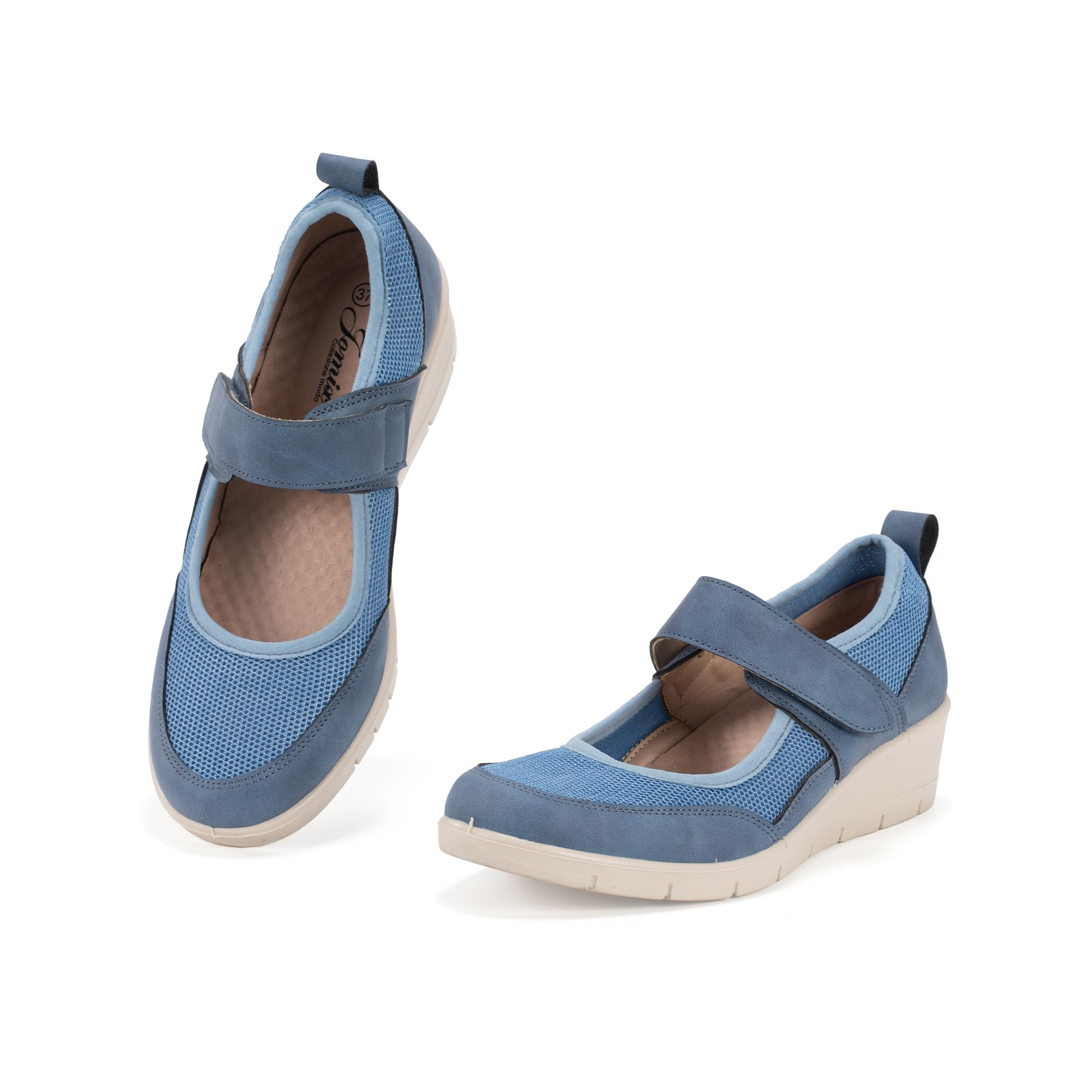 JOMIX Damen Gesundheitsschuhe Orthopädische Sandalen Hauschuhe Diabetiker Schuhe Weiche Keilabsatz Hallux Valgus Schuhe mit Klettverschluss