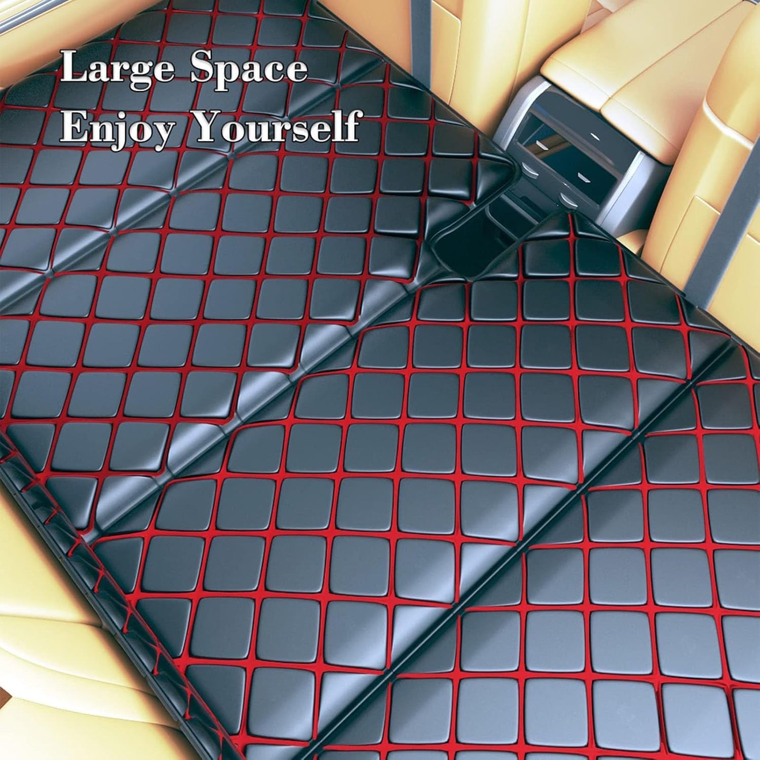 Cama plegable para coche, colchón de asiento trasero para camping y viajes, no inflable, universal para coche/SUV/furgoneta, negro con almohada, portátil y fácil de instalar