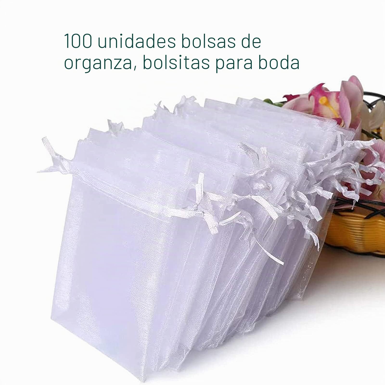 Carehabi 100 bolsas de regalo de organza color blanco 7 x 9 cm