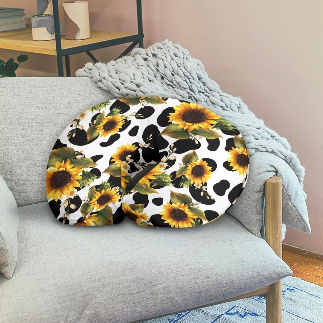Zanxiantu Cow Pattern Sunflower Nursing Pillow Covers for Baby Girls Breathable Nursing Pillow Slipcover Baby Boys Pillow Cover Feeding Position Support