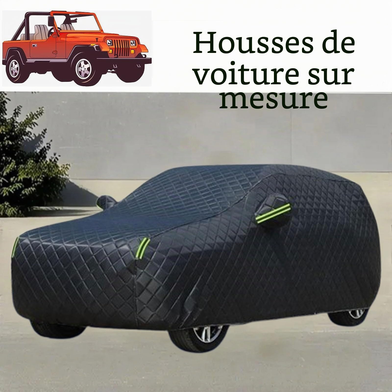 Bâche Anti-grêle Épaissie pour Tesla Model Y - Protection Extérieure Imperméable UV Résistante - Taille sur Mesure - 4 Saisons Contre Grêle, Neige et Gel