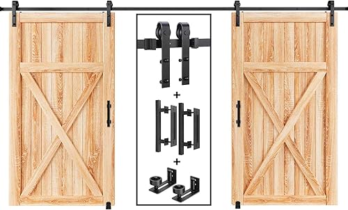 Miniatura 8 de EaseLife Kit de herrajes para manija y riel de puerta corrediza de granero de 10 pies, resistente, polea en J básica, se desliza suavemente