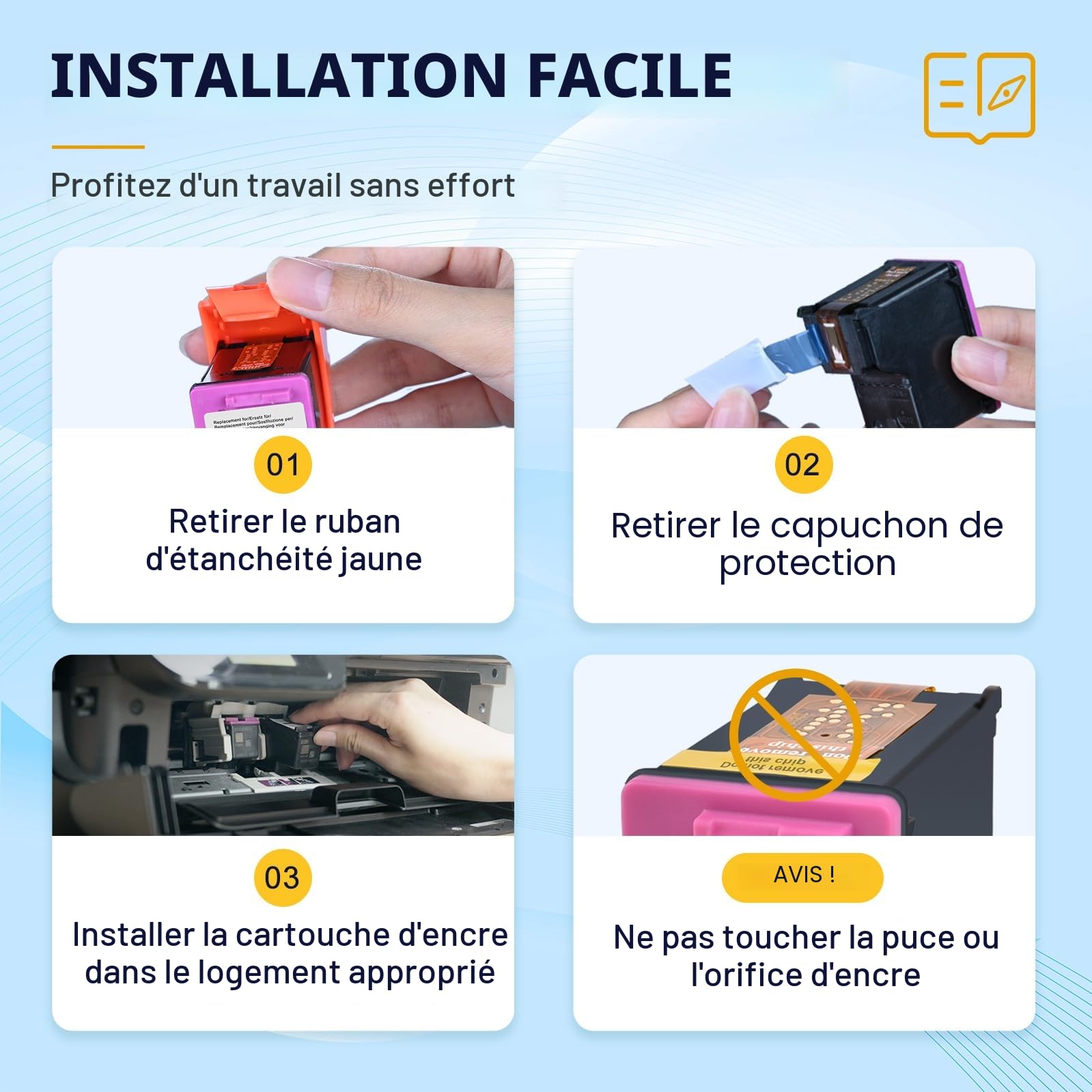 304 XL Cartouches d'encre Remplacement pour HP Cartouche 304 Noir et Couleur pour Cartouche Encre 304XL pour HP Envy 5030 5010 5020 Deskjet 3750 2630（2-pack)
