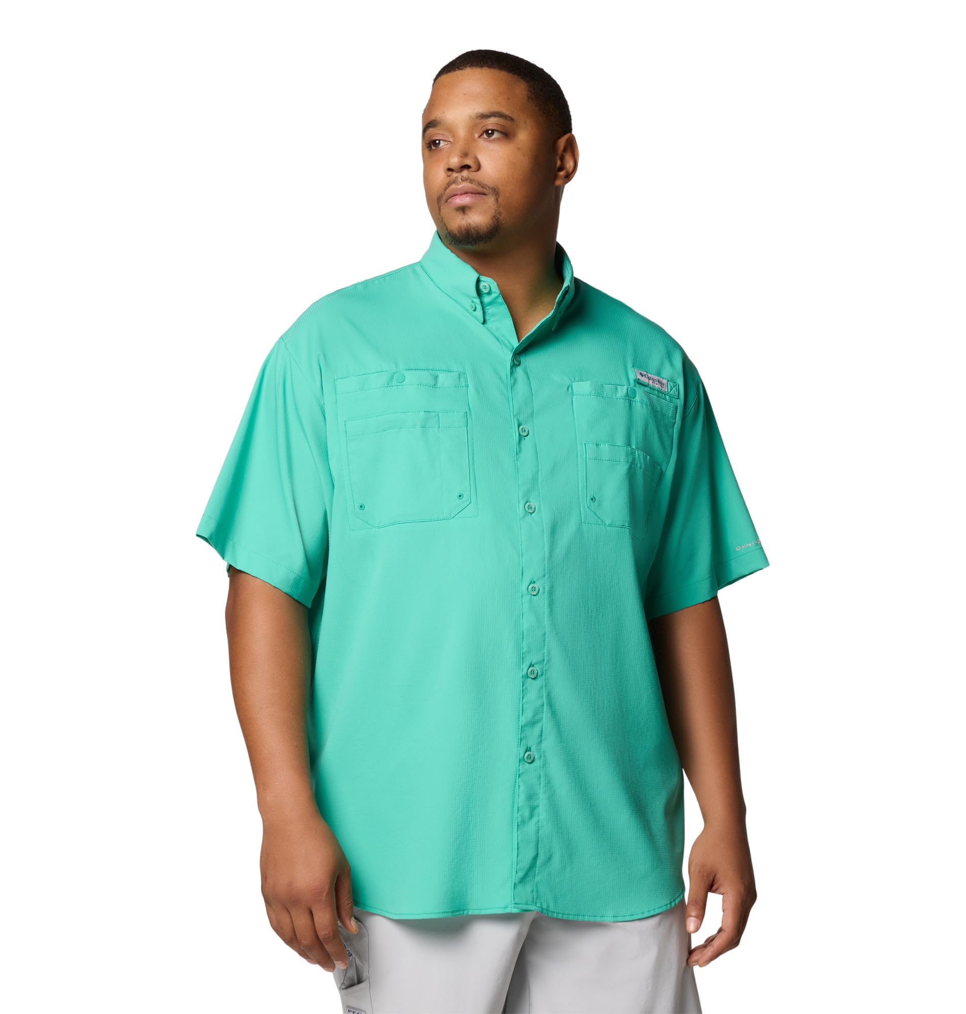 Columbia Mens PFG Tamiami II Short Sleeve Fishing Shirt, Glaze Green, Medium