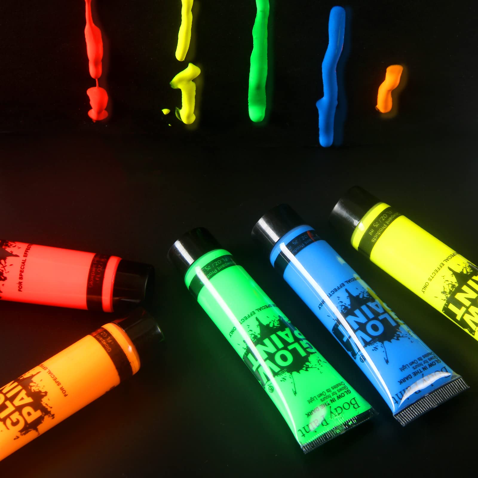 UV Neon Face and Body Paint, Washable Fluorescent Blacklight Paint