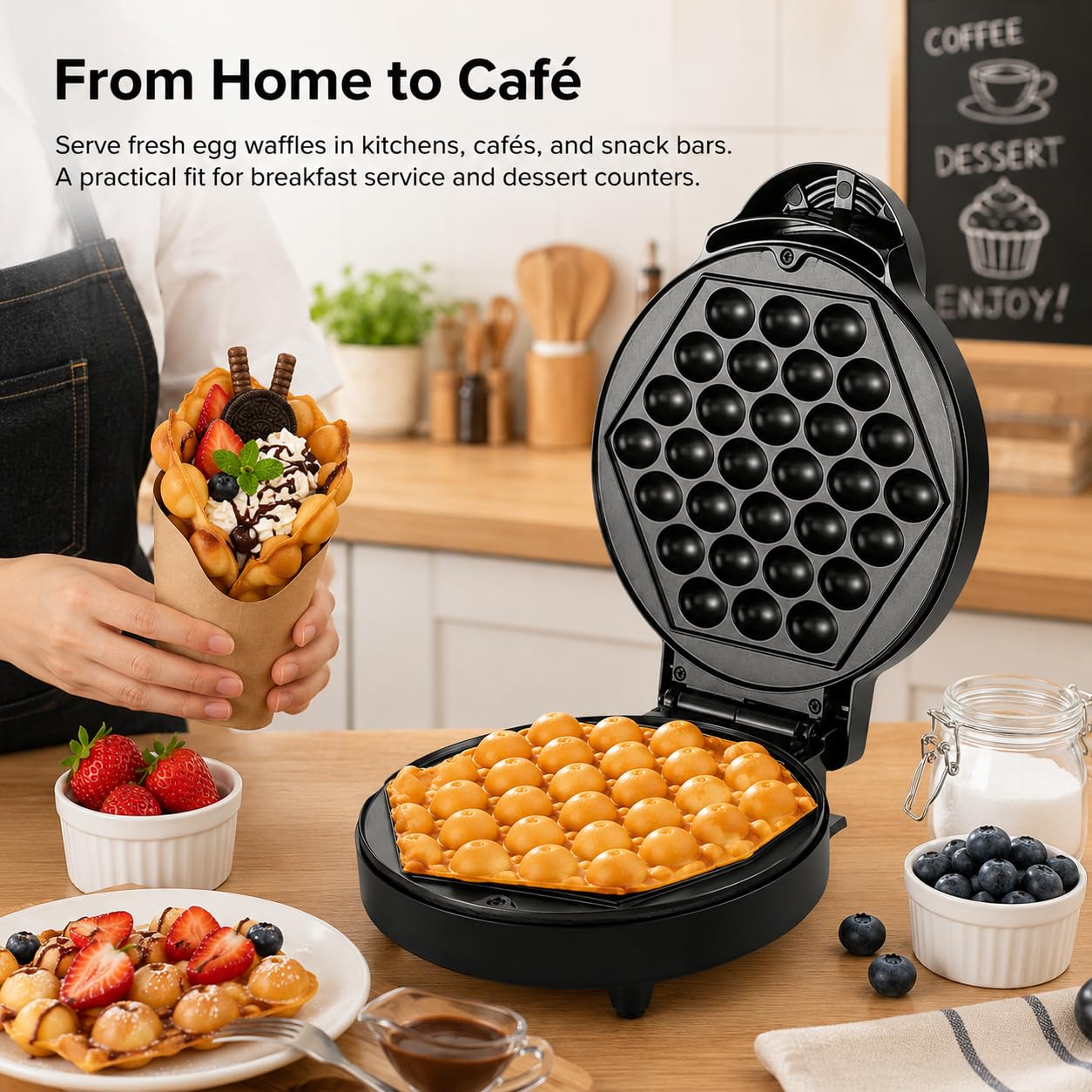 Macchina per waffle a bolle, riscaldamento fronte-retro da 1000 W