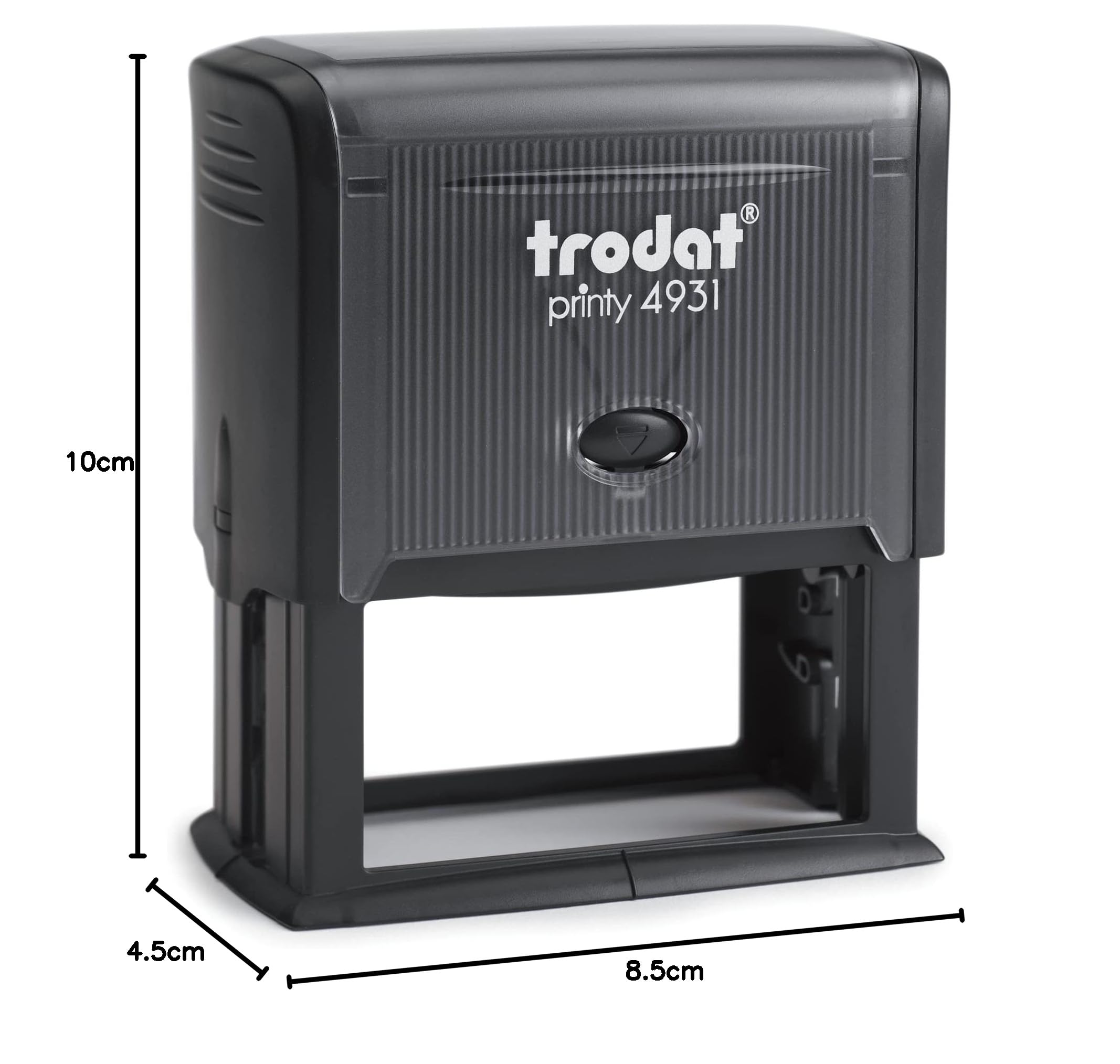 Trodat Printy 4931 Timbro Personalizzato Autoinchiostrante, Max 7 righe, Dimensione Impronta Grande 70x30 mm, Nero, Cartuccia Inchiostro Nero, Ideale per Grandi Superfici, Shopper, Carte da Pacco
