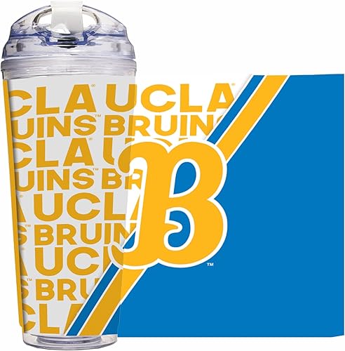 Miniatura 122 de Rico Industries NCAA - Vaso de acrílico estándar de 24 onzas con tapa con bisagras, vaso de doble pared con licencia oficial y popote