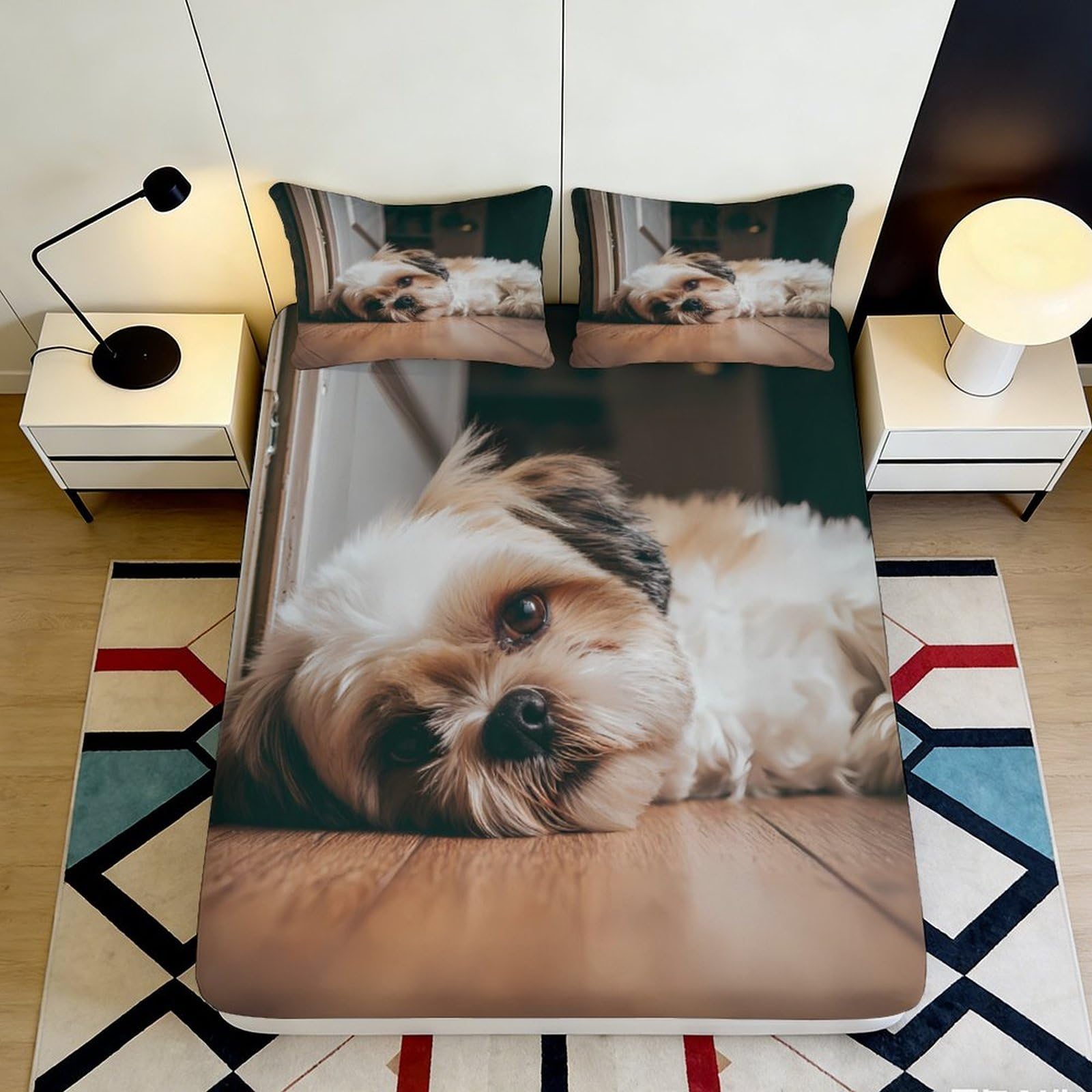 K1r3d9e5 Style-9 3D Printed Dog Portrait Fitted Sheet Microfiber Soft Bedroom Decor Pet Image Mattress Cover For Home Guest Room 90X200x25cm