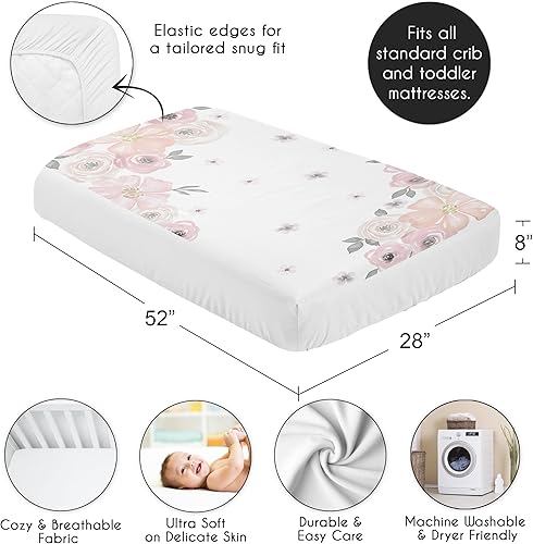 Miniatura 10 de Sábana bajera ajustable para cuna para bebé o niño pequeño con lunares grises y blancos para la colección floral de acuarela por Sweet Jojo Designs
