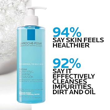 La Roche-Posay Toleriane Purifying Foaming Facial Cleanser, 13.52oz | Oil free face wash for sensitive skin with niacinamide and ceramides. Pore cleanser that wont dry out skin and is soap free.