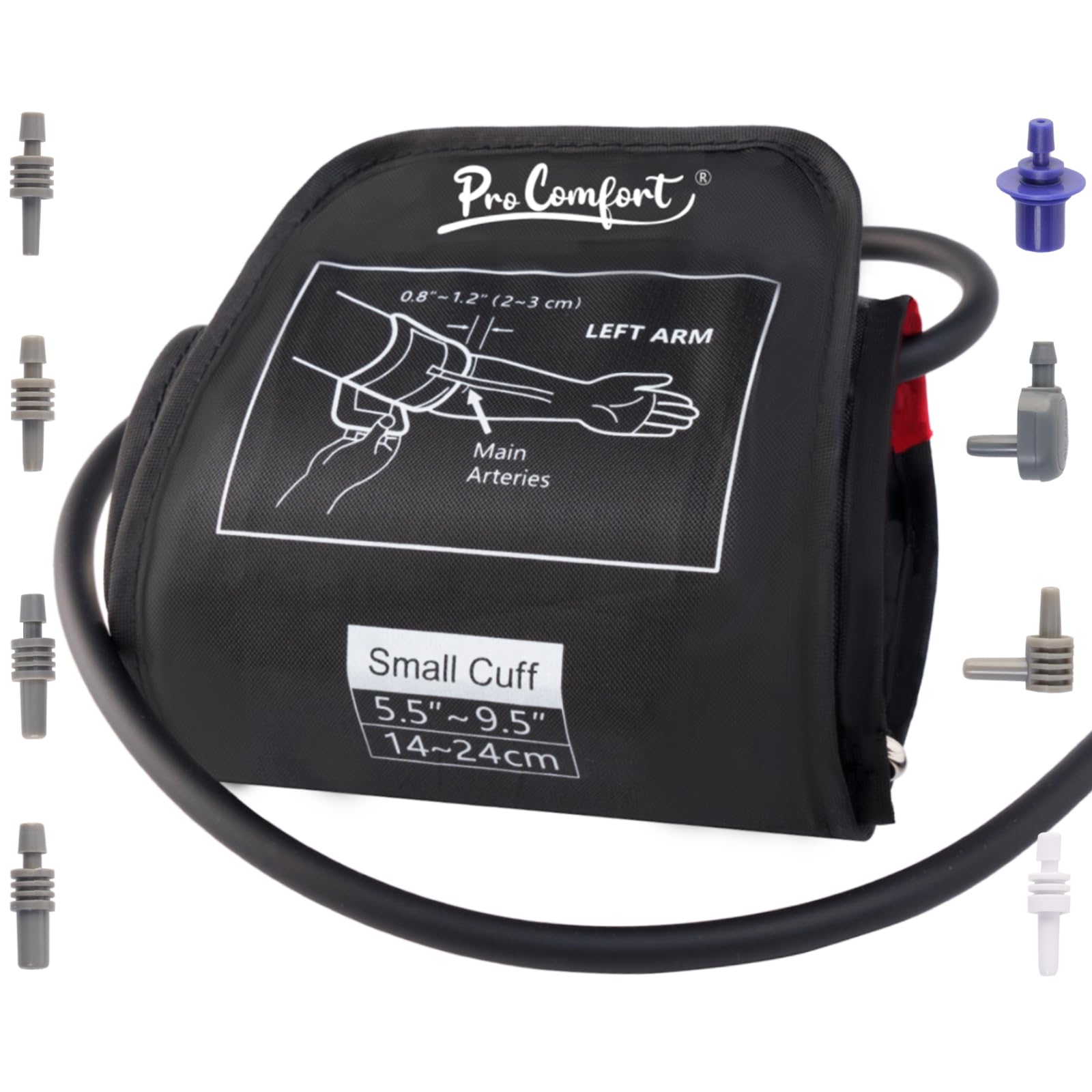 Pro Comfort Small Blood Pressure Cuff for Child & Women (5.5-9.5 inches), 8 Connectors Included, Automatic BP Cuff Upper Arm for Kids Pediatric, Replacement Cuffs Compatible with Most Monitors