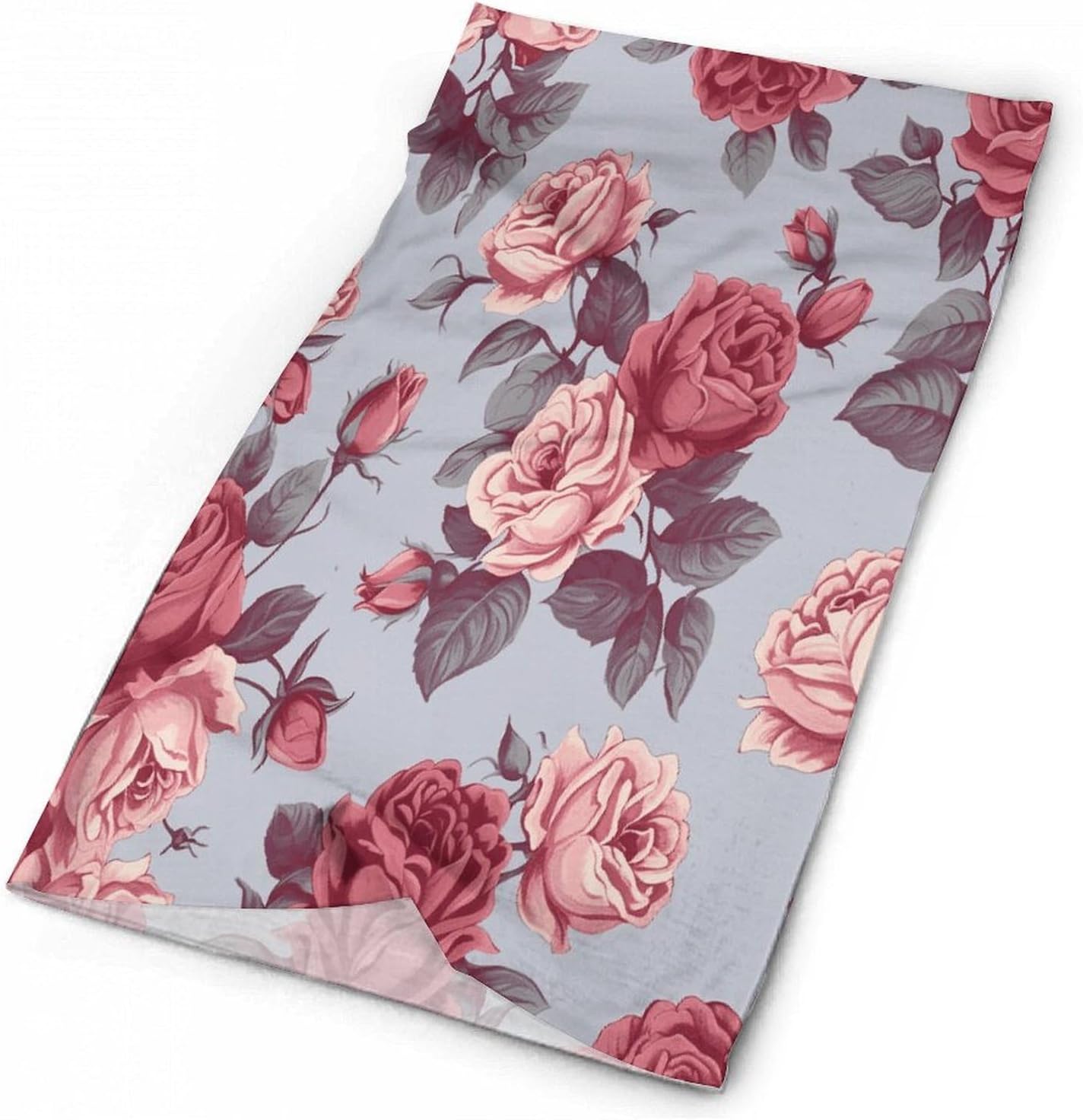 Red Roses Floral Bandana Soft Neck Breathable Headband Uv Protection Neck Gaiter Reversible Scarf Gaiter Double-Sided Head Scarf Multipurpose Headwear For Outdoor Running Hiking