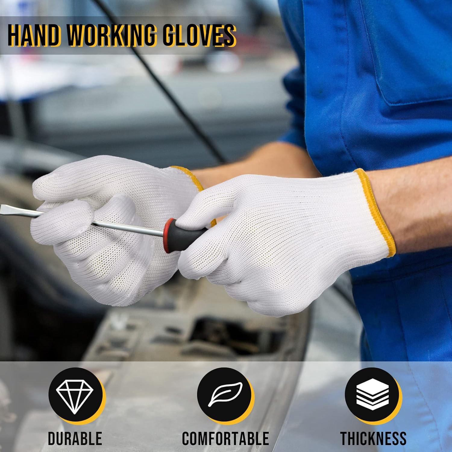 SATINIOR 36 Pairs Hand Work Gloves White Polyester Liners Safety Work BBQ Gloves Liners Men Women Hand Protection
