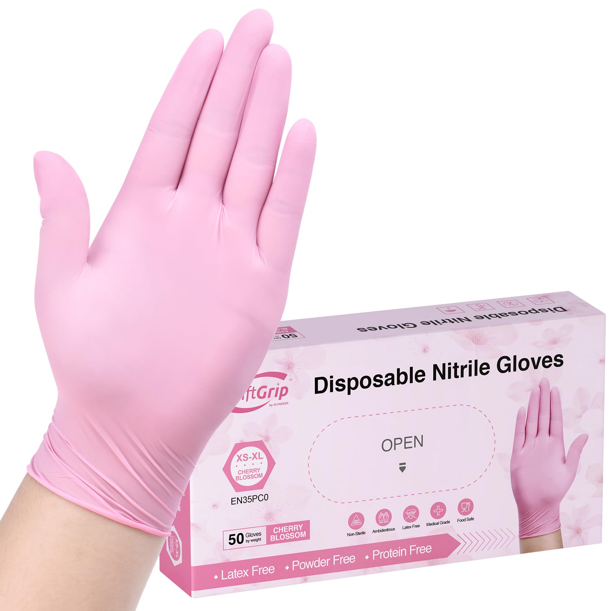 SwiftGrip Nitrile Disposable Gloves, 3-mil, Pink Industrial Gloves  Disposable Latex Free, Gloves for Cleaning Esthetician, Pink Rubber  Gloves, Pink