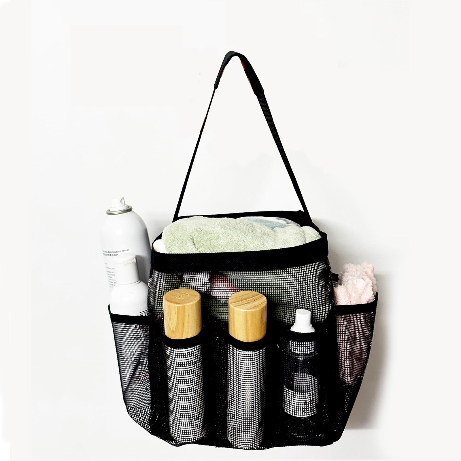 YUMMIS Mesh Shower Caddy Portable with 8 Pockets Large Shower Caddy Basket Portable Quick Dry Hanging Toiletry Bag
